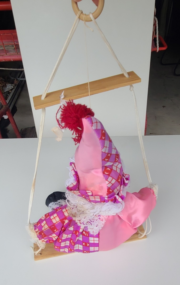 Vintage Porcelain Clown Doll on Swing - Image 2